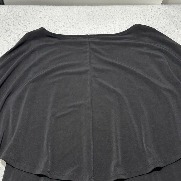 Chico's 0 Women's Small Black Drape Flutter Sleeve Pullover Blouse Layered - Picture 11 of 12